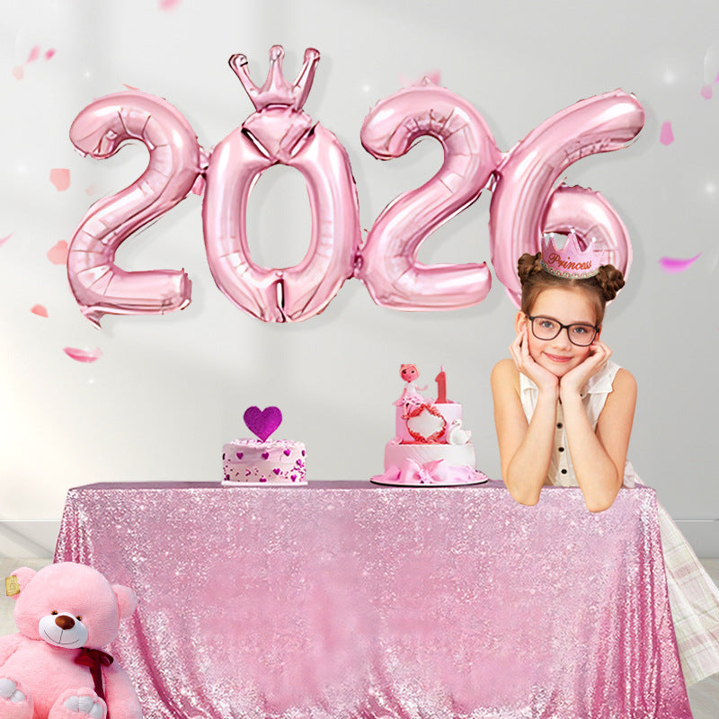 2026 Gold Crown Foil Number Balloons – New Year, Christmas Eve & Graduation Party Decorations