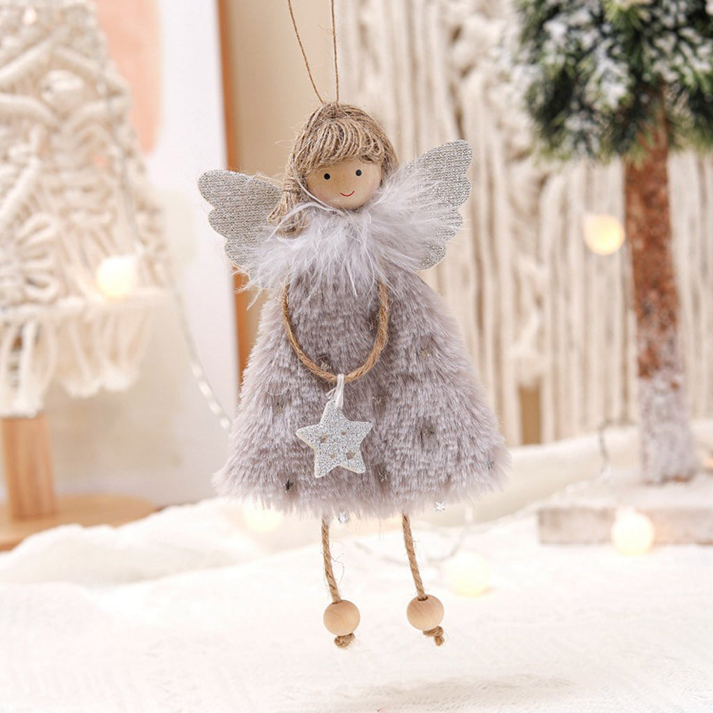 Set of 3 Furry Christmas Angel Ornaments