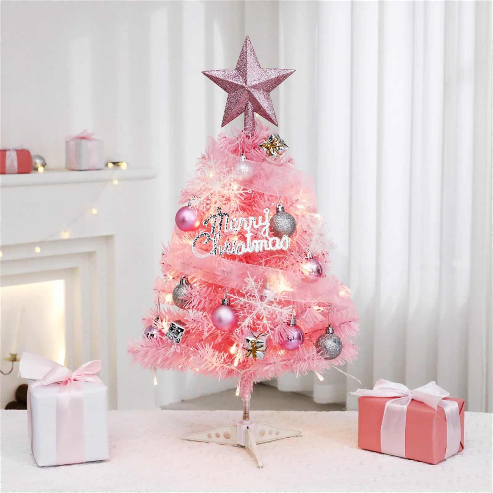 Mini Pink Christmas Tree Set – 45cm / 60cm