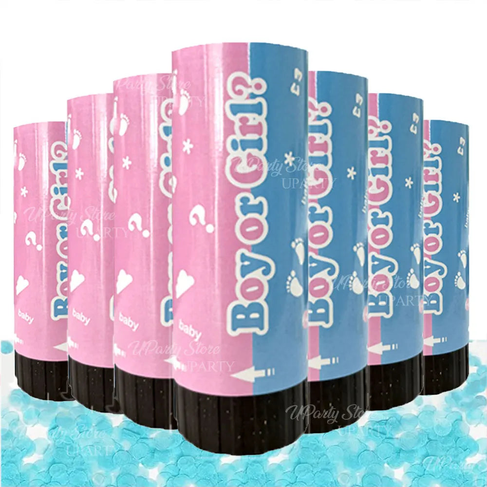 8pcs Pink Blue Confetti Popper Cannon for Gender Reveal