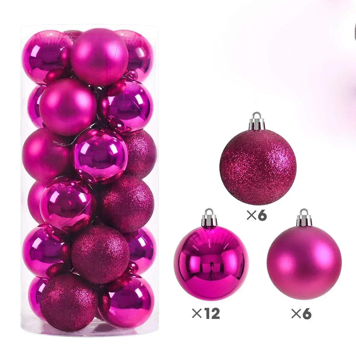 24PCS(Multiple Colors)Christmas Balls – 3/4/6cm Baubles Set for Tree Decoration