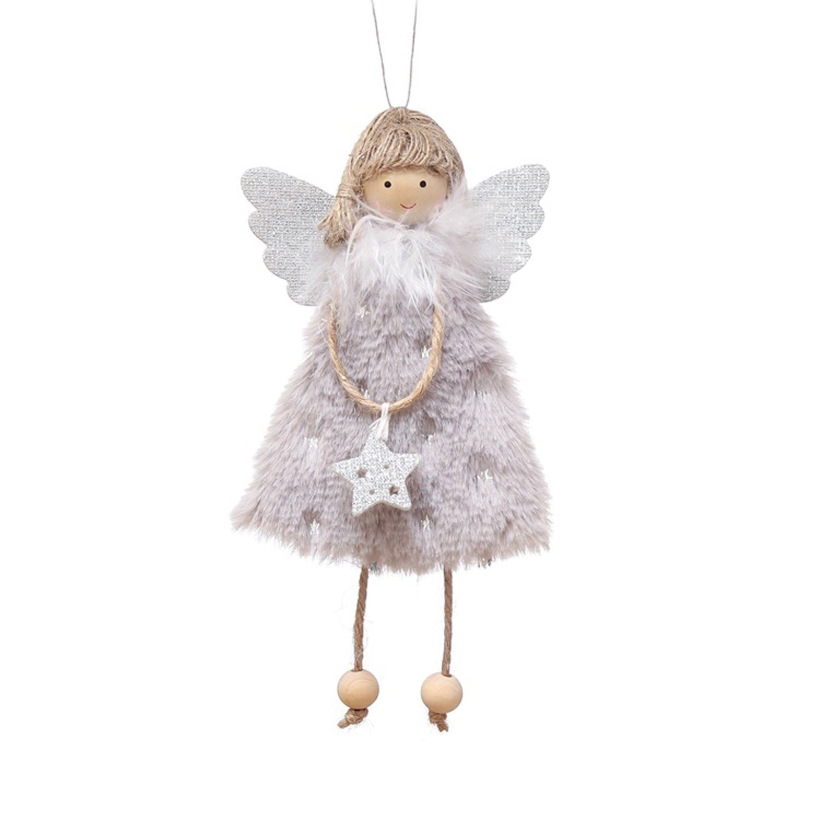 Set of 3 Furry Christmas Angel Ornaments