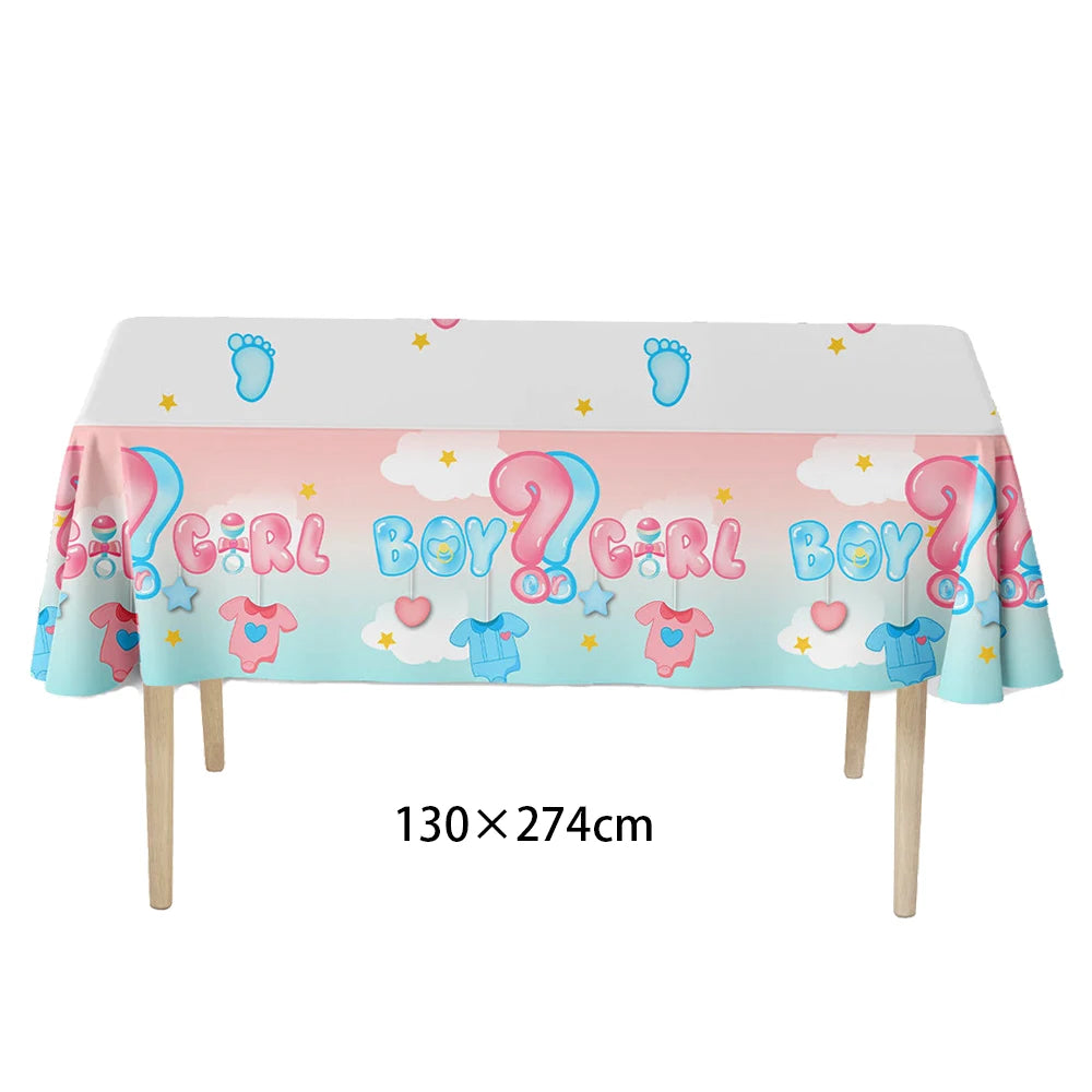 Gender Reveal Party Supplies – Boy or Girl Decorations & Tableware Set | Confetti, Balloons, Tablecloth, Plates, Cups, Napkins & More