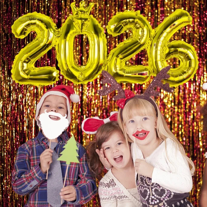 2026 Gold Crown Foil Number Balloons – New Year, Christmas Eve & Graduation Party Decorations