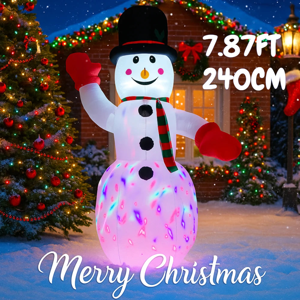 240cm Inflatable Snowman with LED Lights -7.87FT Giant Christmas Yard Decoration