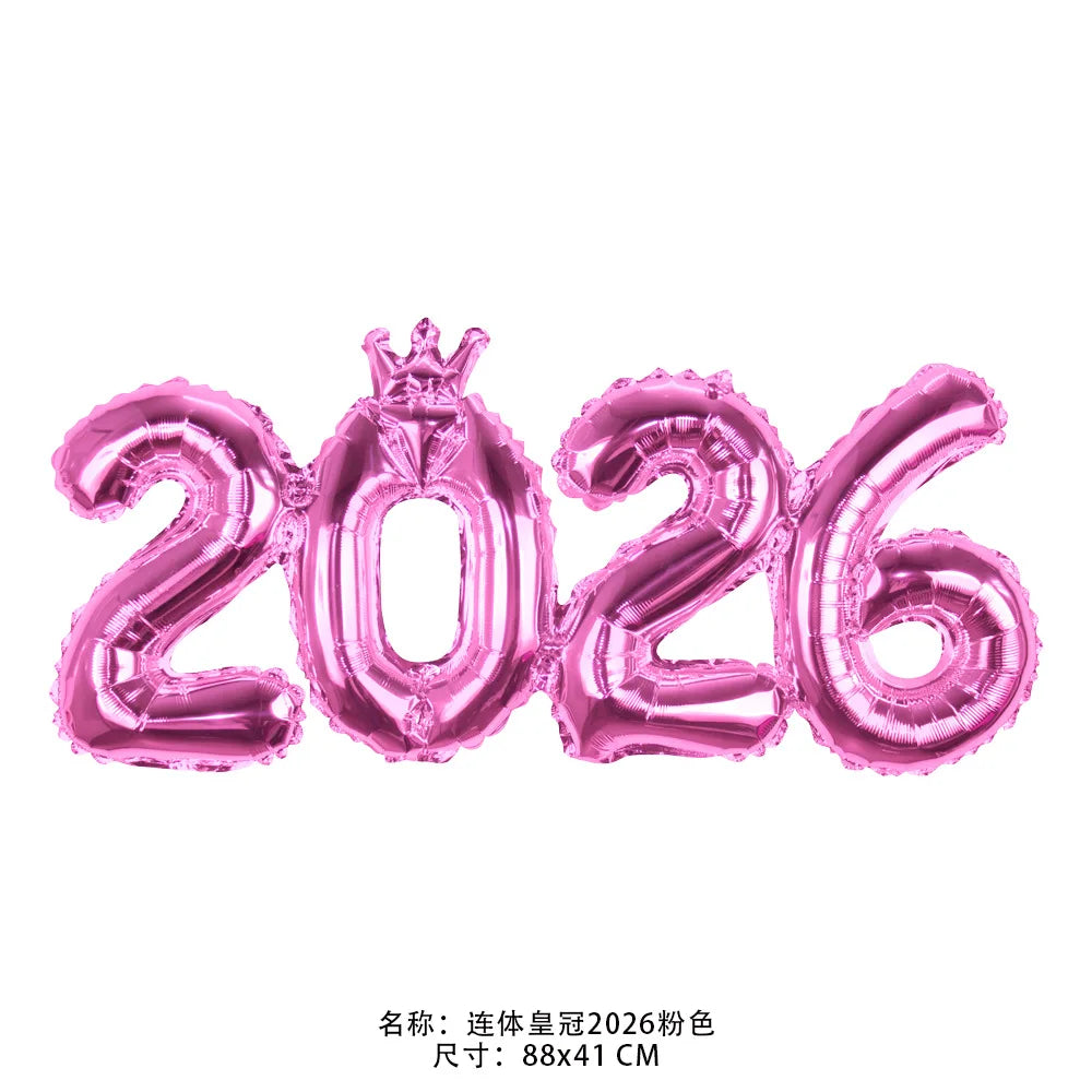 2026 Gold Crown Foil Number Balloons – New Year, Christmas Eve & Graduation Party Decorations