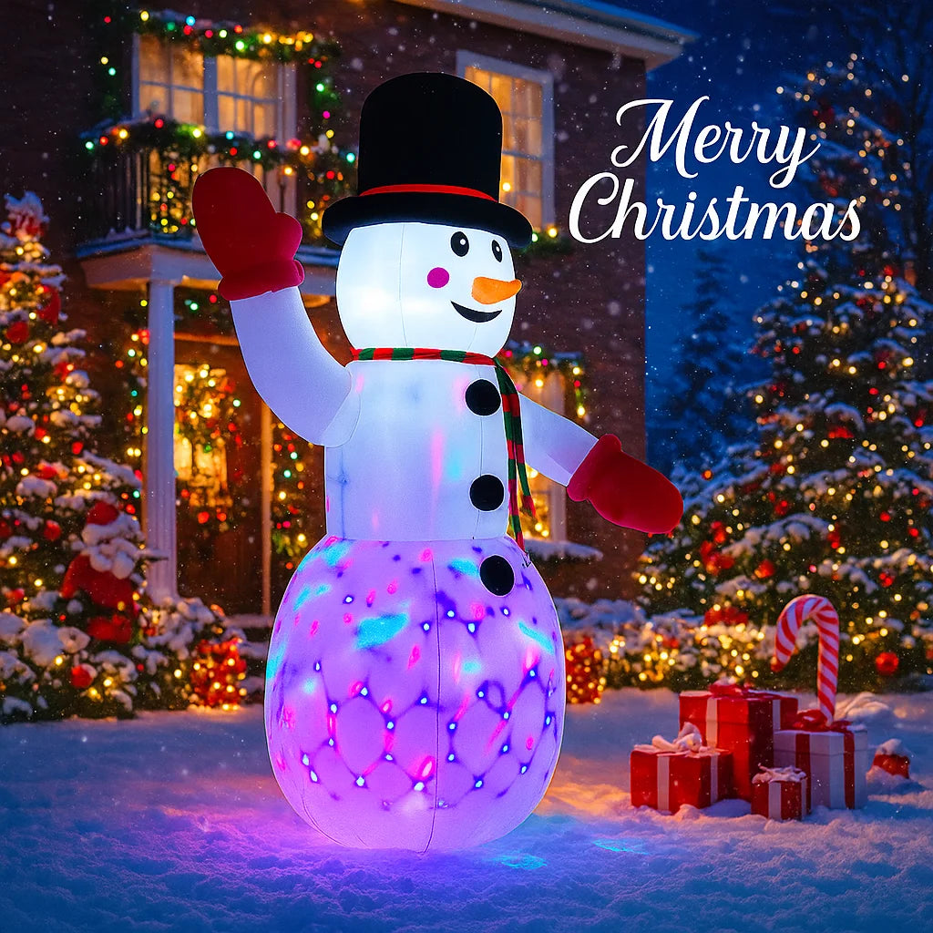 240cm Inflatable Snowman with LED Lights -7.87FT Giant Christmas Yard Decoration