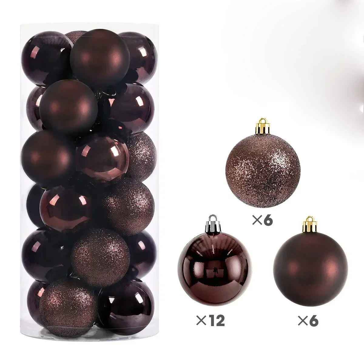 24PCS(Multiple Colors)Christmas Balls – 3/4/6cm Baubles Set for Tree Decoration