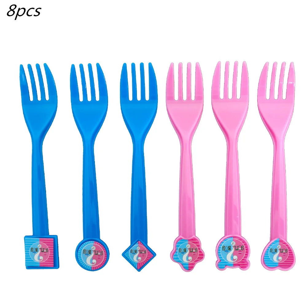 Gender Reveal Party Tableware Set – Boy or Girl Disposable Plates, Napkins & Tablecloths for Baby Shower Decorations