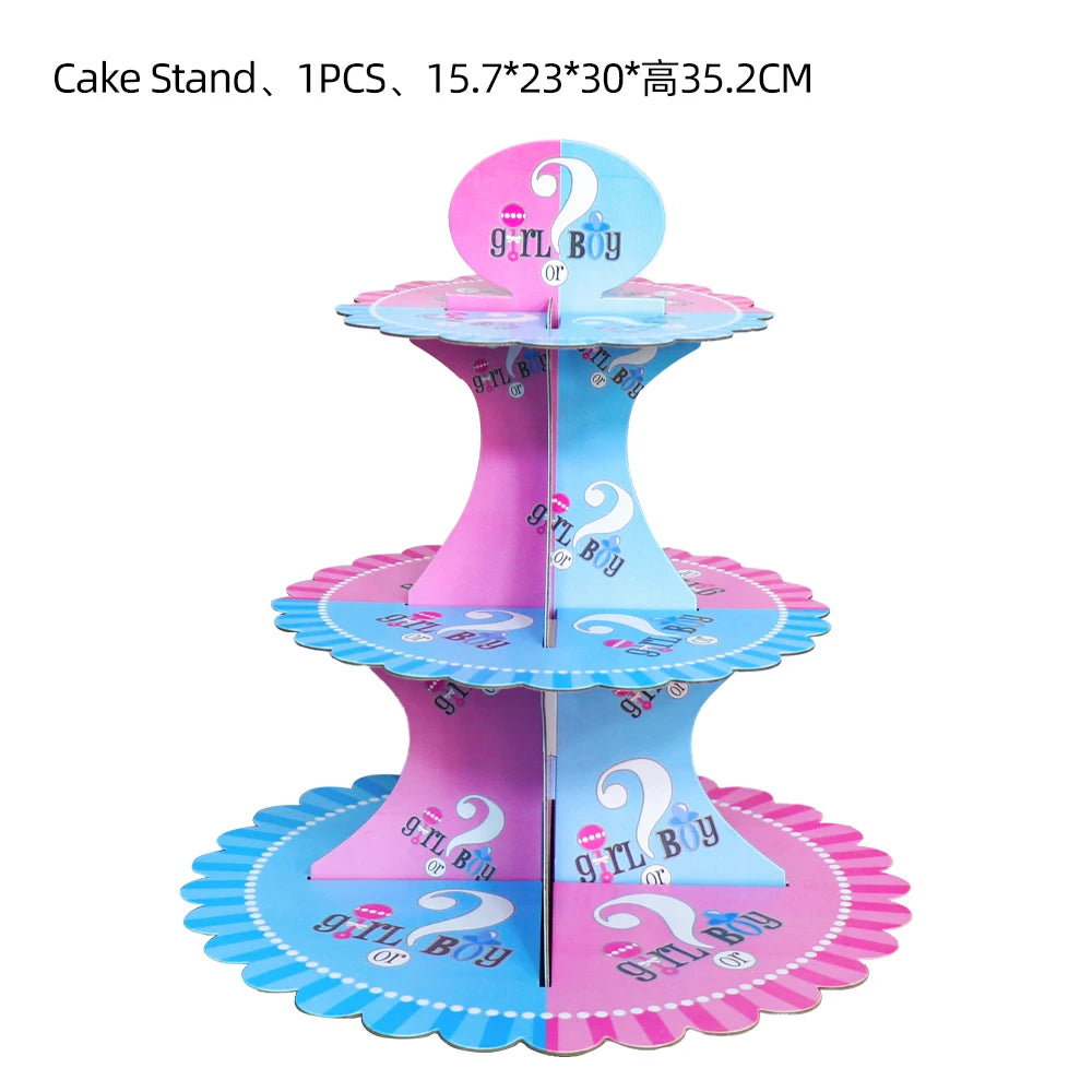 Gender Reveal Party Tableware Set – Boy or Girl Disposable Plates, Napkins & Tablecloths for Baby Shower Decorations