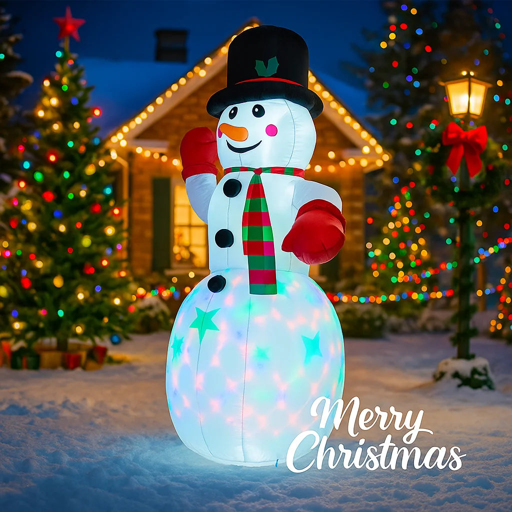 240cm Inflatable Snowman with LED Lights -7.87FT Giant Christmas Yard Decoration