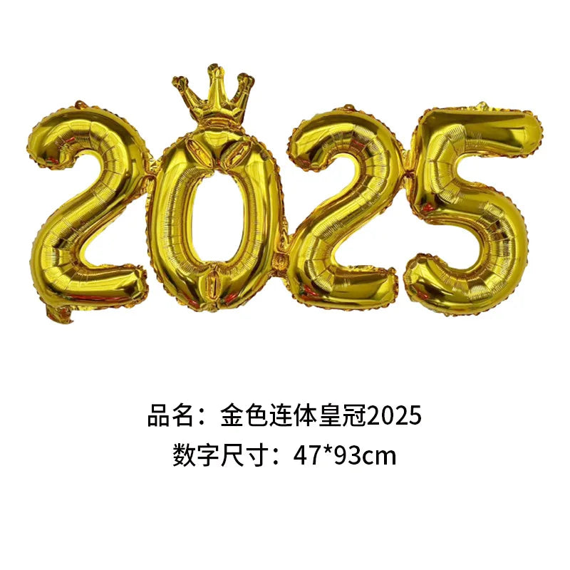 2026 Gold Crown Foil Number Balloons – New Year, Christmas Eve & Graduation Party Decorations