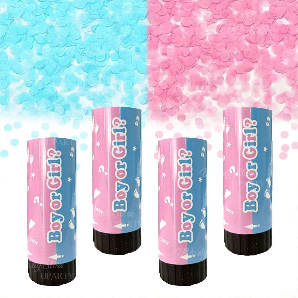 8pcs Pink Blue Confetti Popper Cannon for Gender Reveal