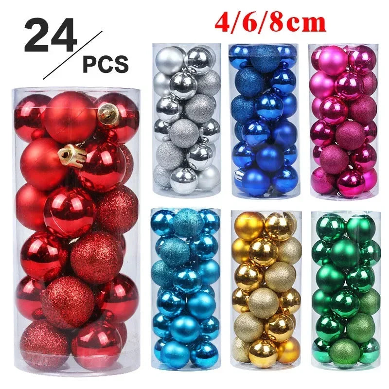 24PCS(Multiple Colors)Christmas Balls – 3/4/6cm Baubles Set for Tree Decoration