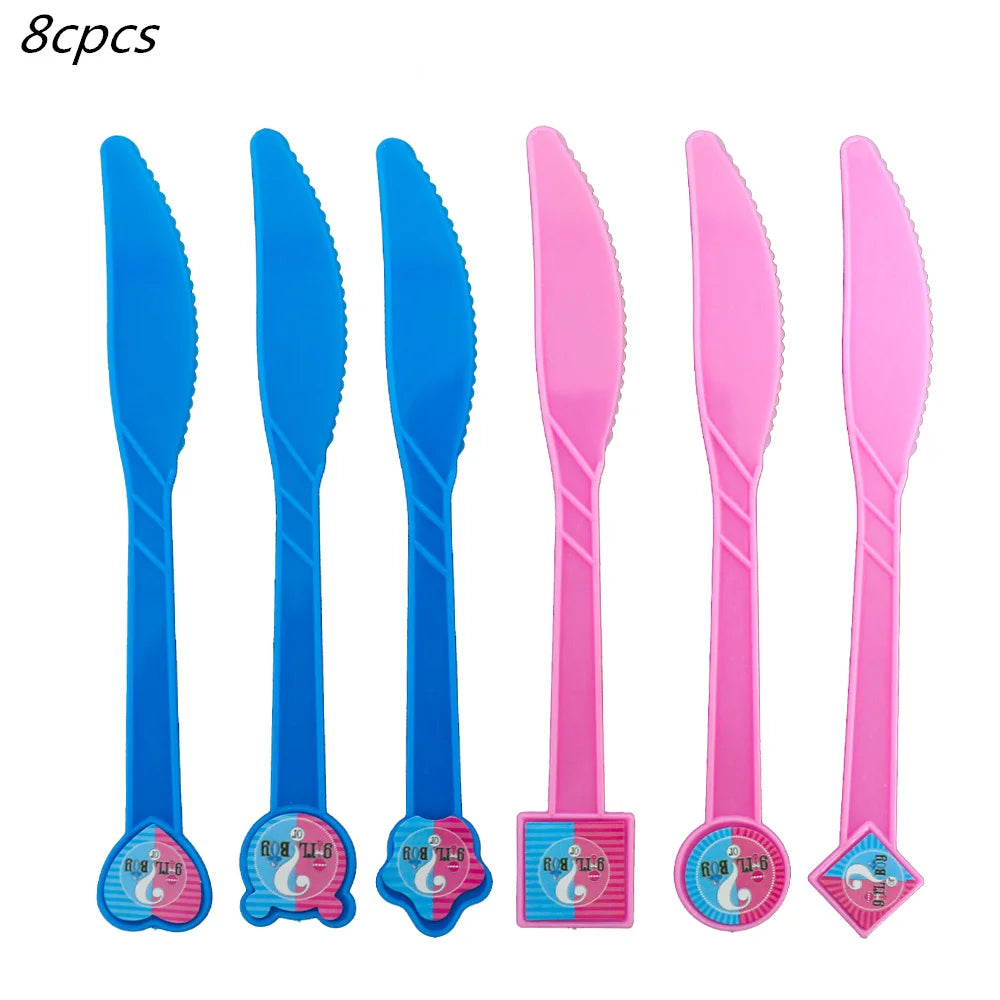 Gender Reveal Party Tableware Set – Boy or Girl Disposable Plates, Napkins & Tablecloths for Baby Shower Decorations