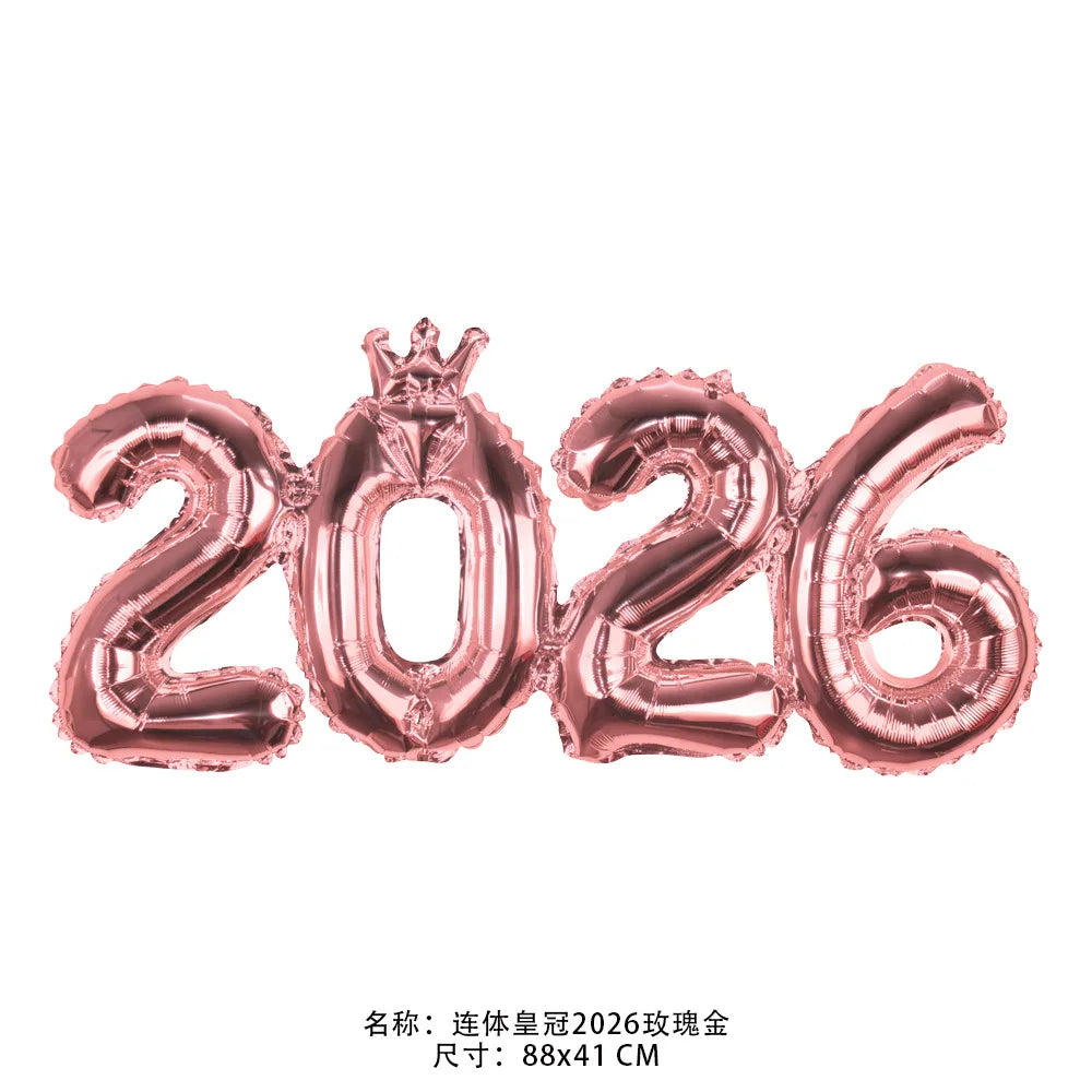 2026 Gold Crown Foil Number Balloons – New Year, Christmas Eve & Graduation Party Decorations