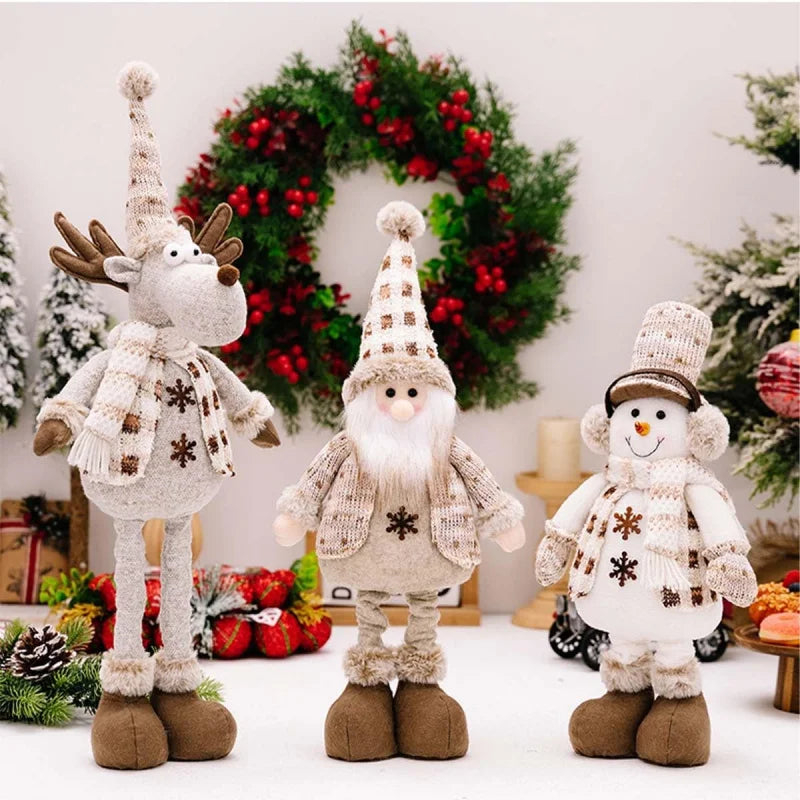 Adjustable Santa, Snowman & Reindeer Plush Dolls