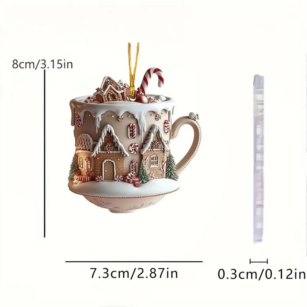 Christmas Coffee Cup Ornaments – 2025 Holiday Tree Hanging Decorations for Xmas, New Year & Easter Celebrations