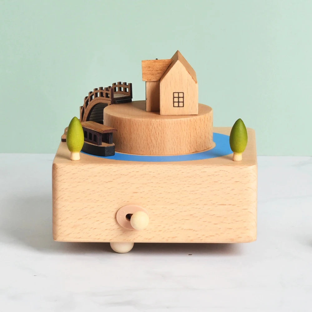 Wooden Rotating Carousel Ballerina Music Box – Mechanical Wind-Up Musical Gift for Christmas, Birthday & Special Occasions