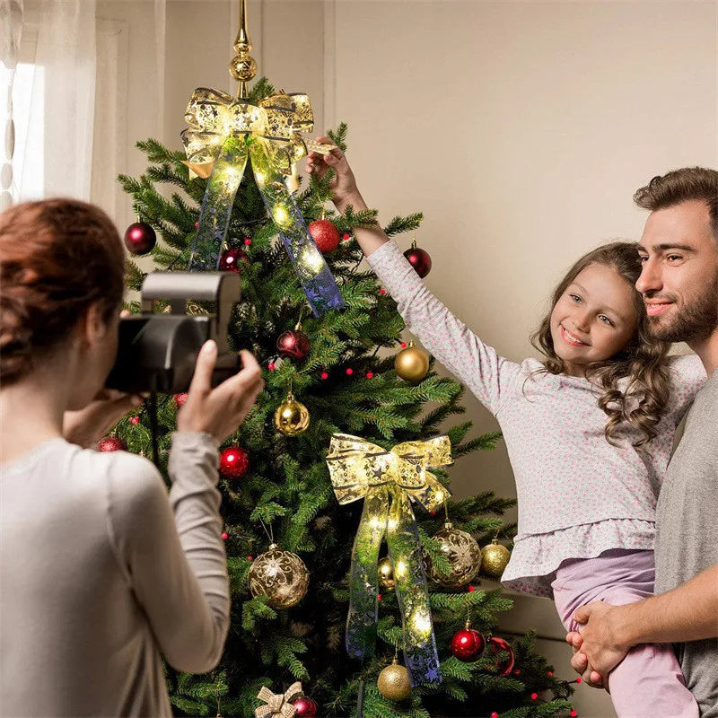 Battery-Operated Christmas Ribbon String Lights – Indoor LED Decoration for Tree