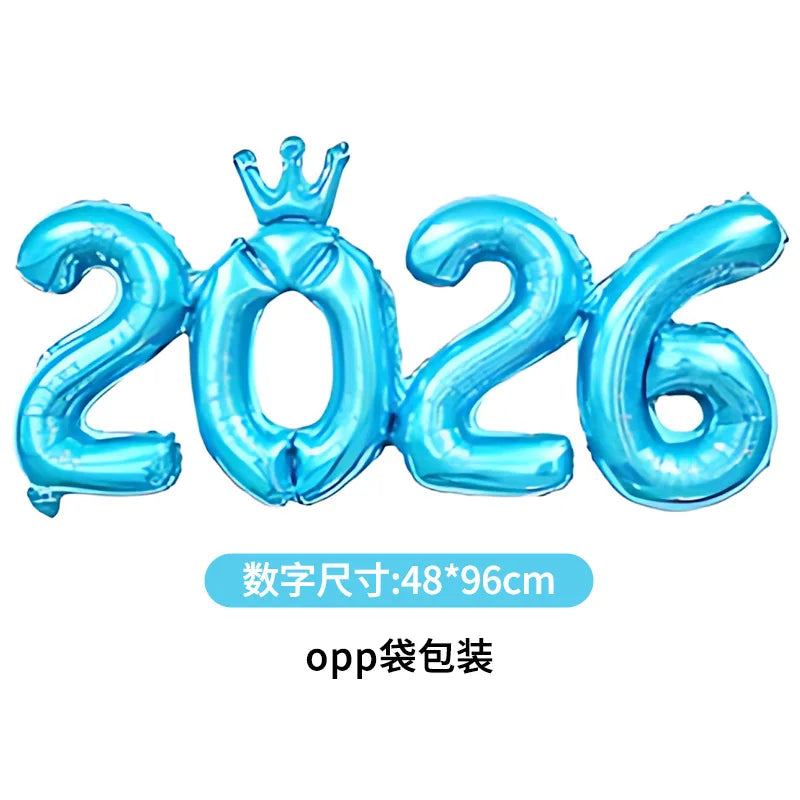 2026 Gold Crown Foil Number Balloons – New Year, Christmas Eve & Graduation Party Decorations