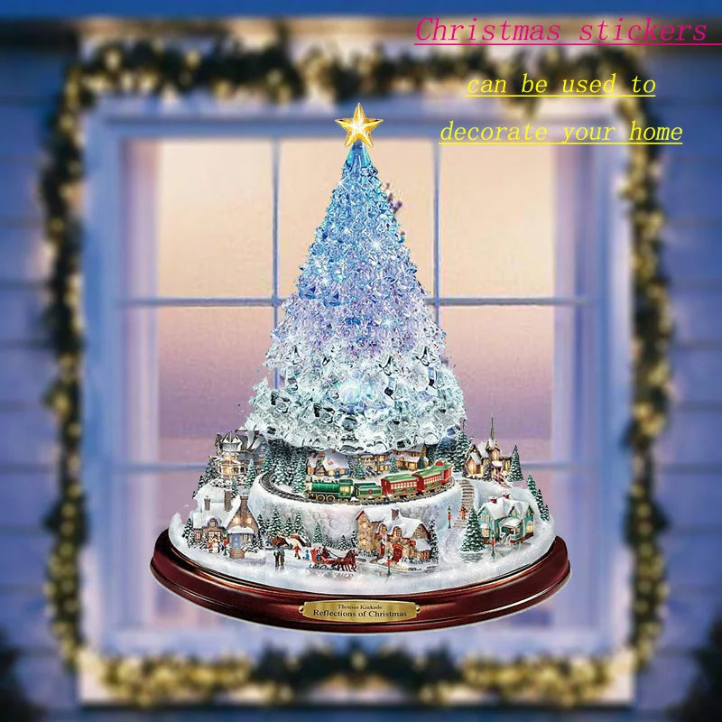 Christmas PVC Window Stickers – Santa, Snowman & Tree Crystal Designs for 2025 Holiday Home Décor