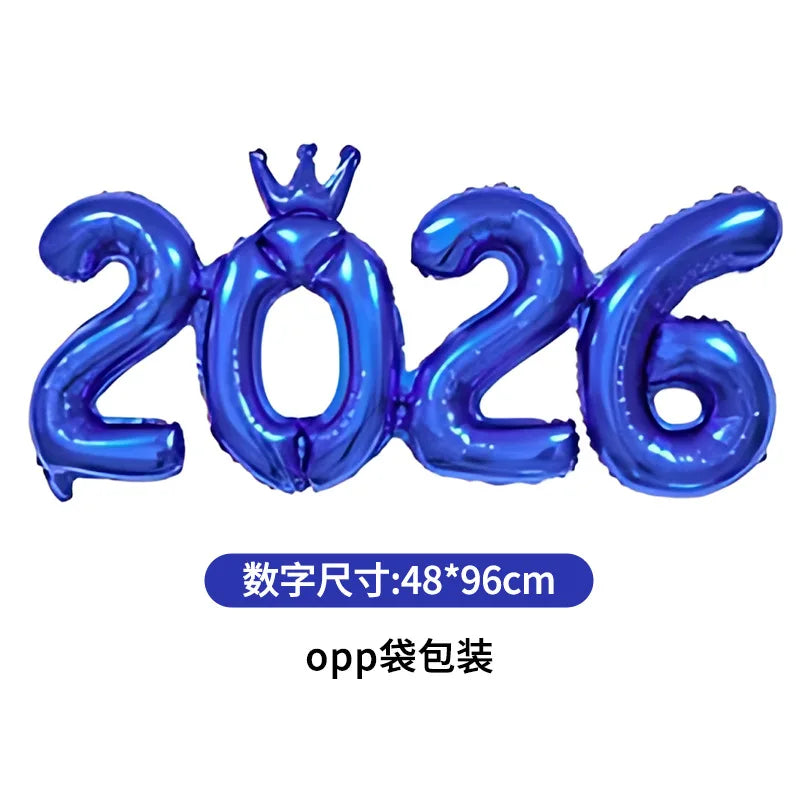 2026 Gold Crown Foil Number Balloons – New Year, Christmas Eve & Graduation Party Decorations