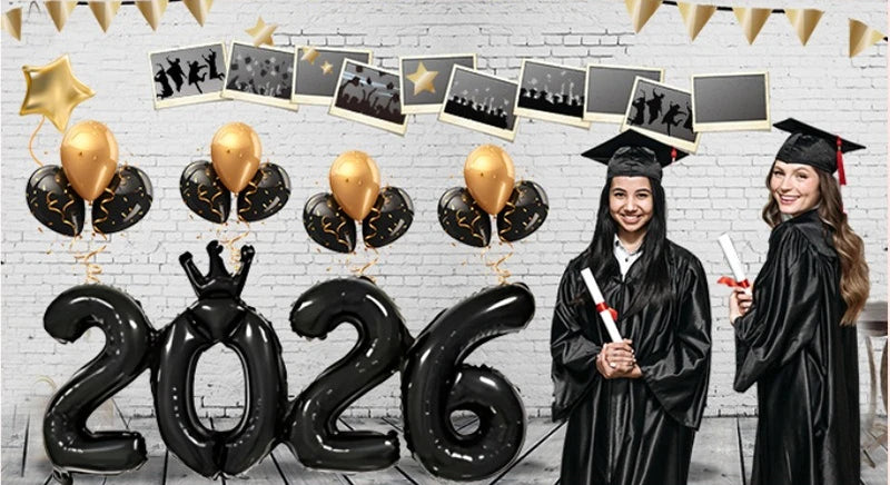 2026 Gold Crown Foil Number Balloons – New Year, Christmas Eve & Graduation Party Decorations