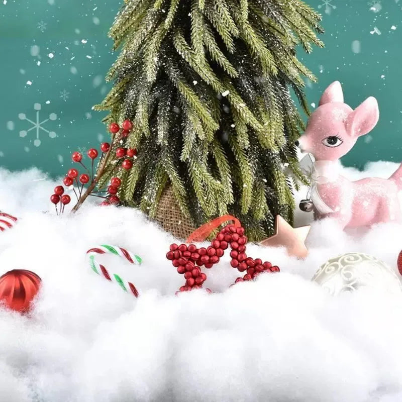 Fluffy Artificial Fake Snow Decoration Set – Soft Cotton Snow for Christmas Trees,