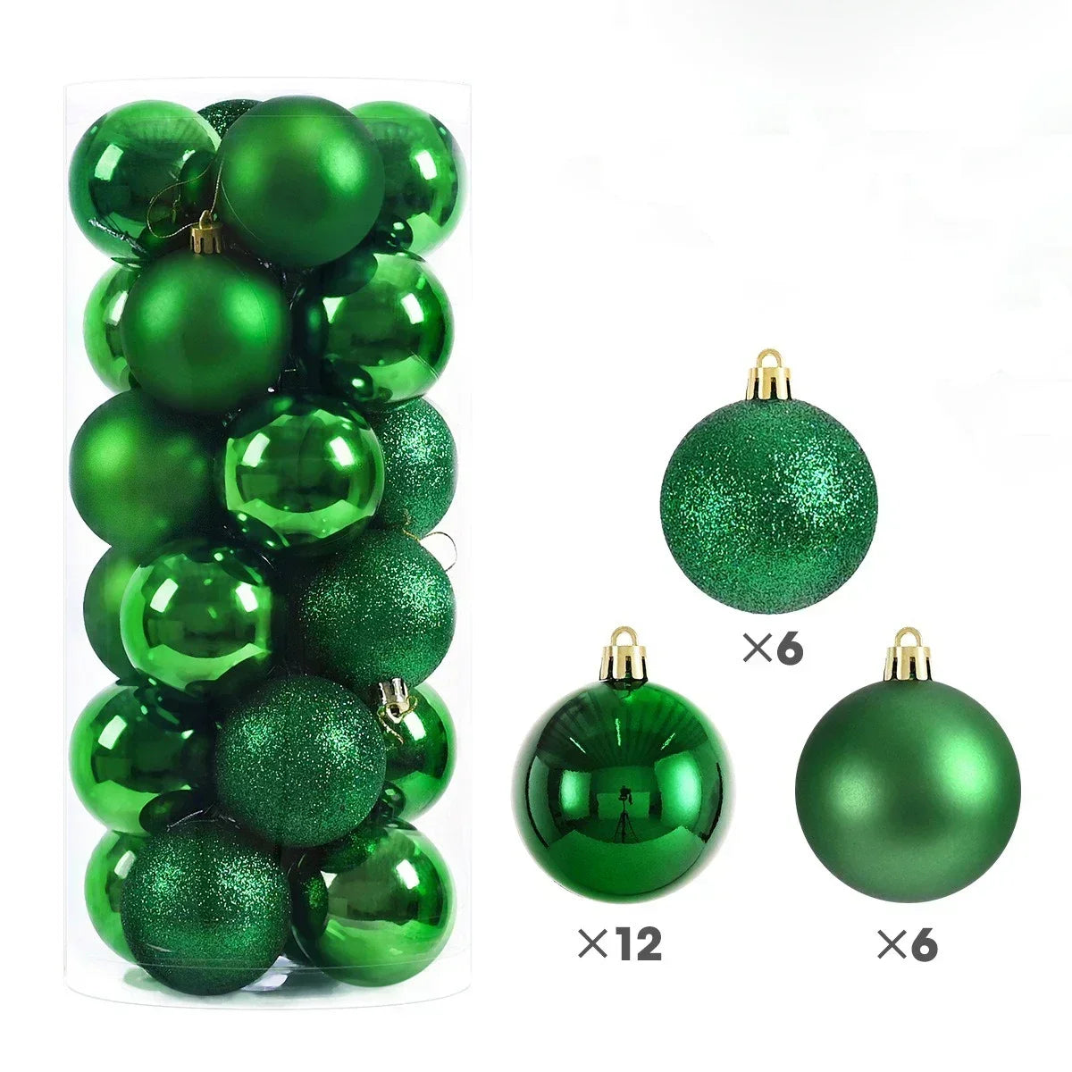 24PCS(Multiple Colors)Christmas Balls – 3/4/6cm Baubles Set for Tree Decoration