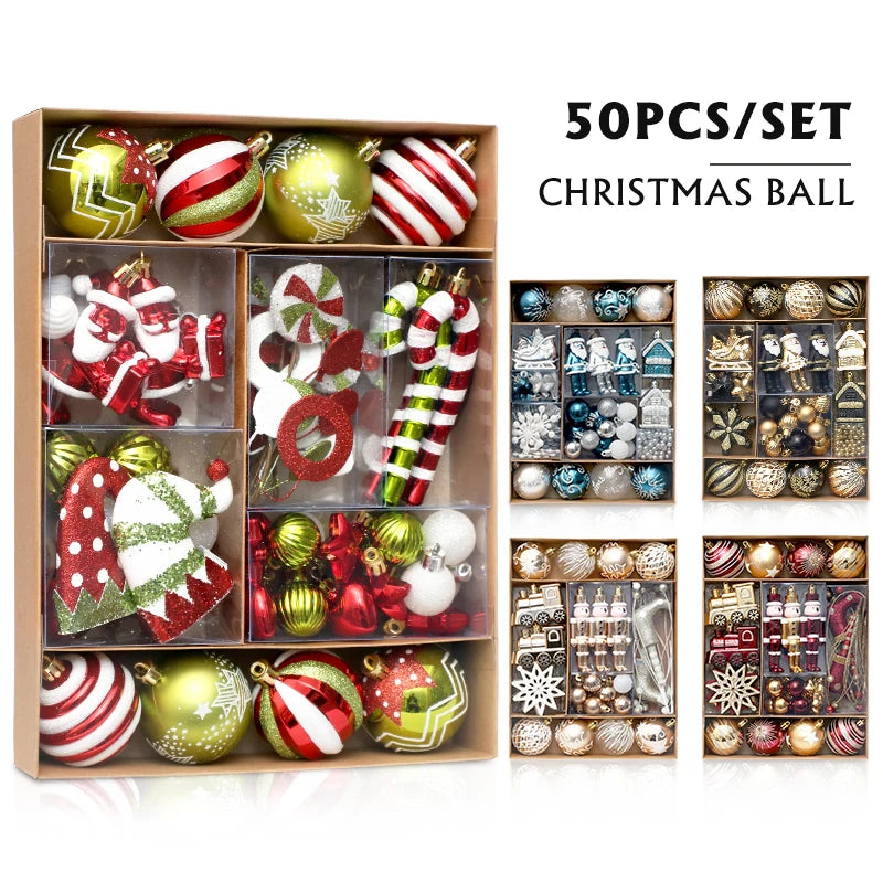 50pcs Shatterproof Christmas Tree Ball Ornament Set