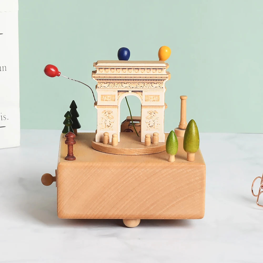 Wooden Rotating Carousel Ballerina Music Box – Mechanical Wind-Up Musical Gift for Christmas, Birthday & Special Occasions