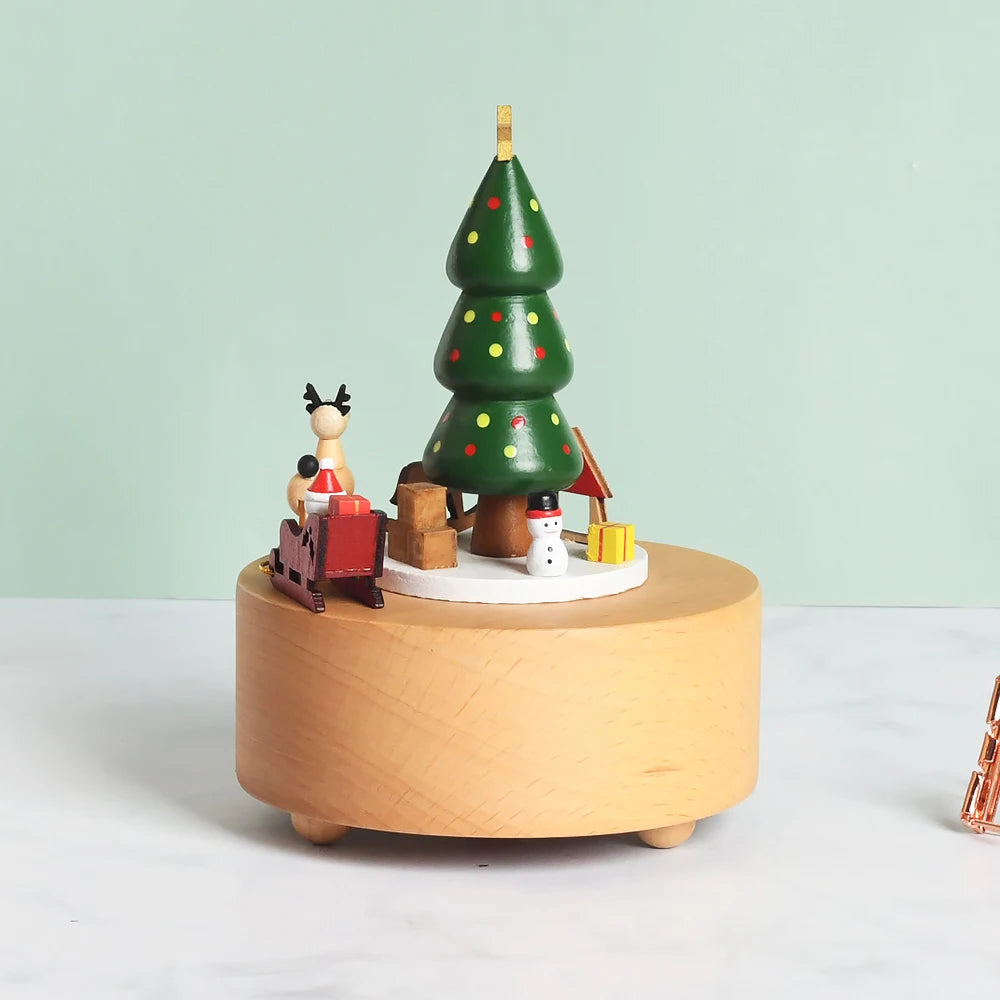 Wooden Rotating Carousel Ballerina Music Box – Mechanical Wind-Up Musical Gift for Christmas, Birthday & Special Occasions