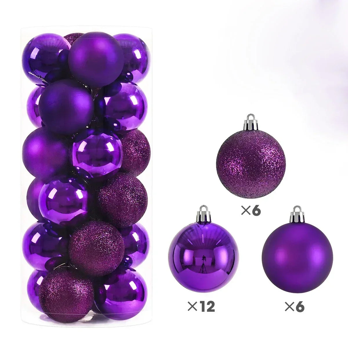 24PCS(Multiple Colors)Christmas Balls – 3/4/6cm Baubles Set for Tree Decoration