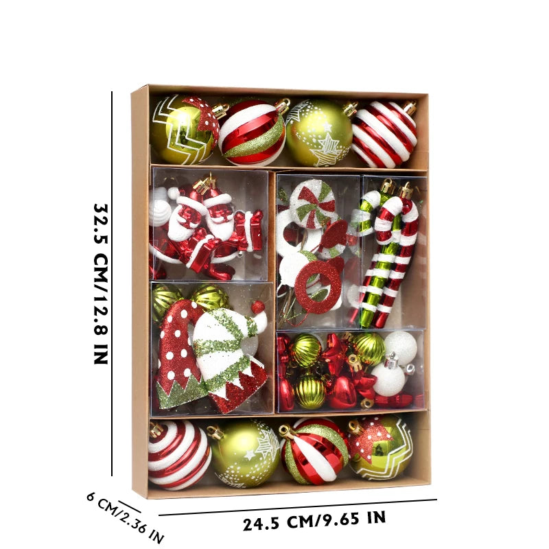50pcs Shatterproof Christmas Tree Ball Ornament Set