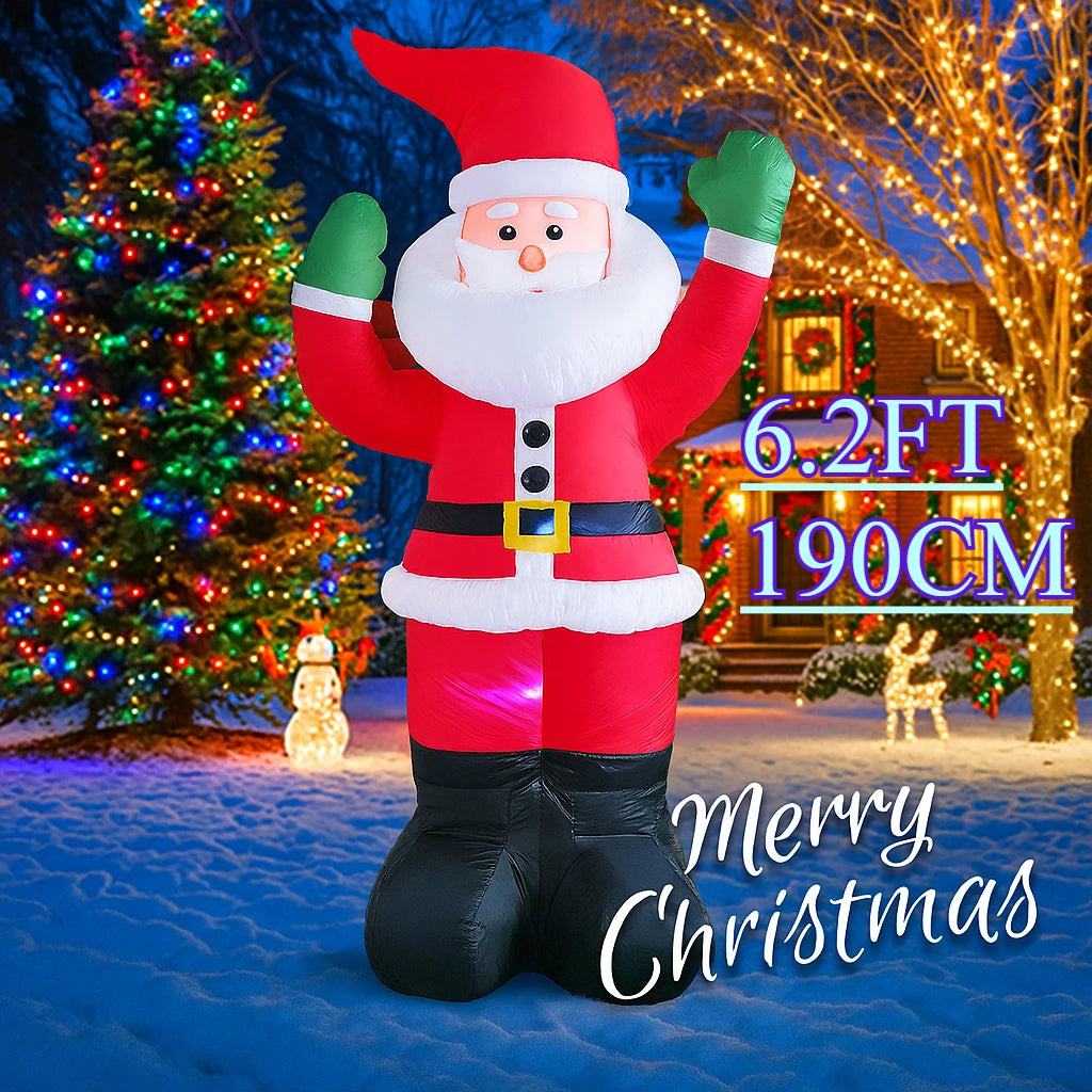 190cm (6.2FT) Inflatable Santa Claus with LED Light