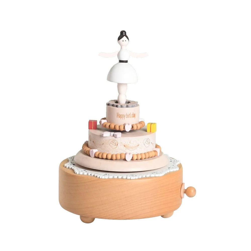 Wooden Rotating Carousel Ballerina Music Box – Mechanical Wind-Up Musical Gift for Christmas, Birthday & Special Occasions