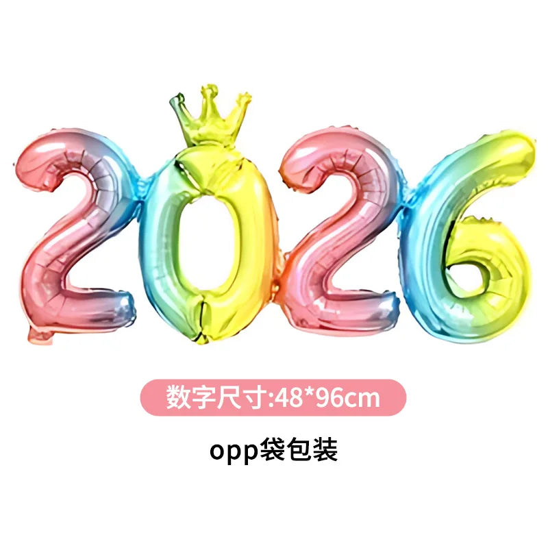 2026 Gold Crown Foil Number Balloons – New Year, Christmas Eve & Graduation Party Decorations