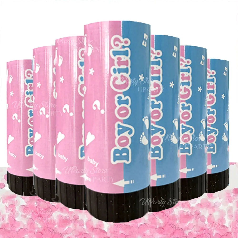 8pcs Pink Blue Confetti Popper Cannon for Gender Reveal