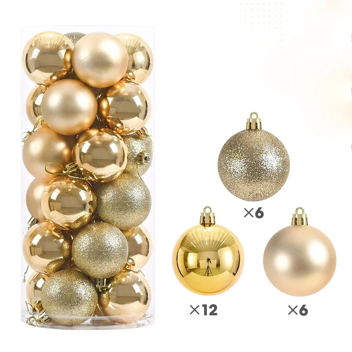 24PCS(Multiple Colors)Christmas Balls – 3/4/6cm Baubles Set for Tree Decoration