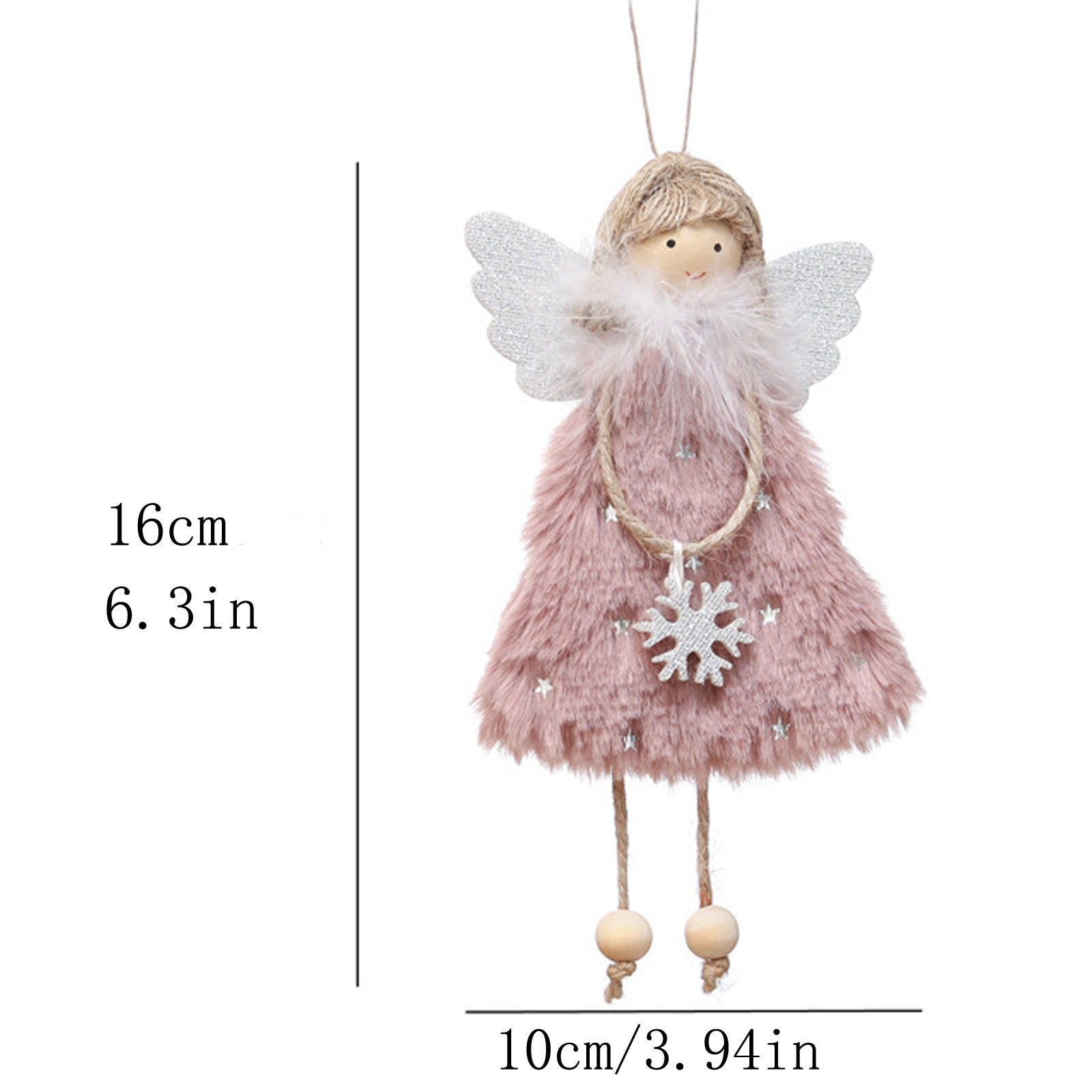 Set of 3 Furry Christmas Angel Ornaments