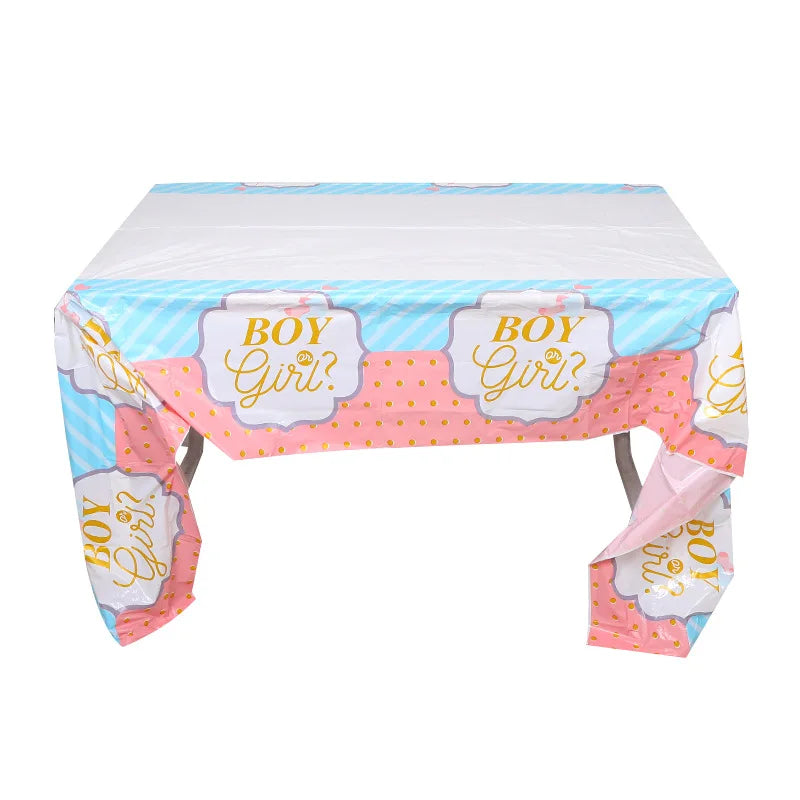 Gender Reveal Party Tableware Set – Boy or Girl Disposable Plates, Napkins & Tablecloths for Baby Shower Decorations