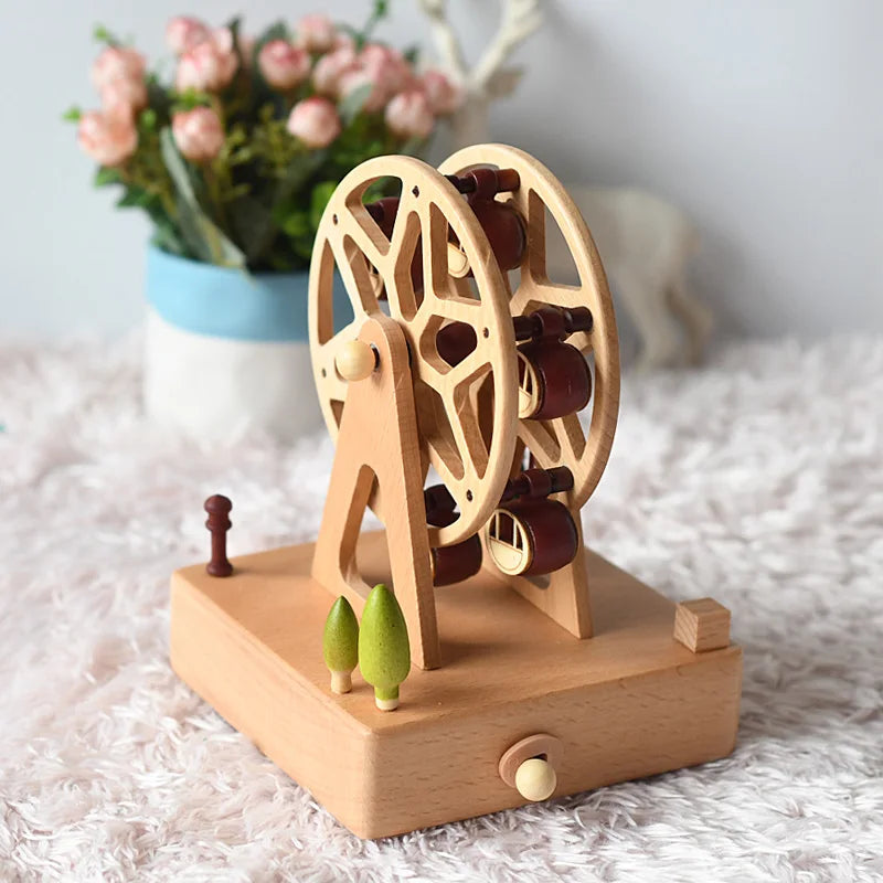 Wooden Rotating Carousel Ballerina Music Box – Mechanical Wind-Up Musical Gift for Christmas, Birthday & Special Occasions
