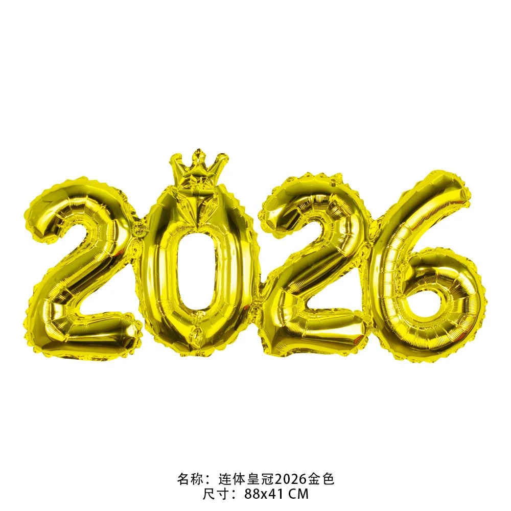 2026 Gold Crown Foil Number Balloons – New Year, Christmas Eve & Graduation Party Decorations
