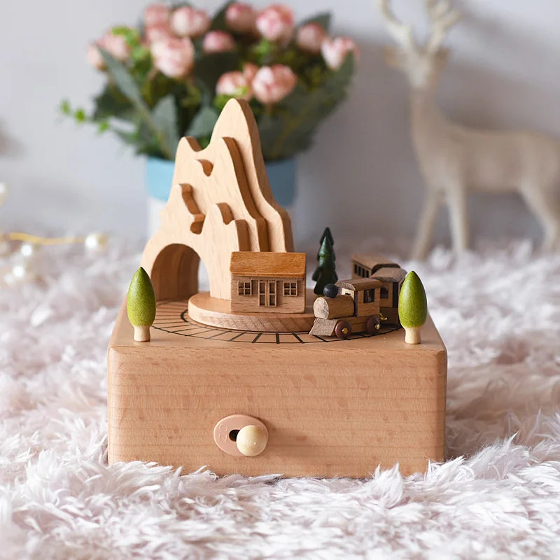 Wooden Rotating Carousel Ballerina Music Box – Mechanical Wind-Up Musical Gift for Christmas, Birthday & Special Occasions