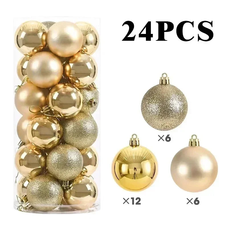 24PCS(Multiple Colors)Christmas Balls – 3/4/6cm Baubles Set for Tree Decoration