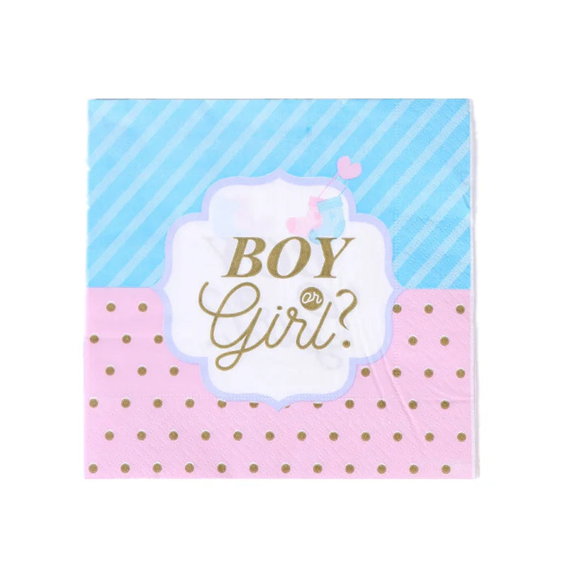 Gender Reveal Party Tableware Set – Boy or Girl Disposable Plates, Napkins & Tablecloths for Baby Shower Decorations