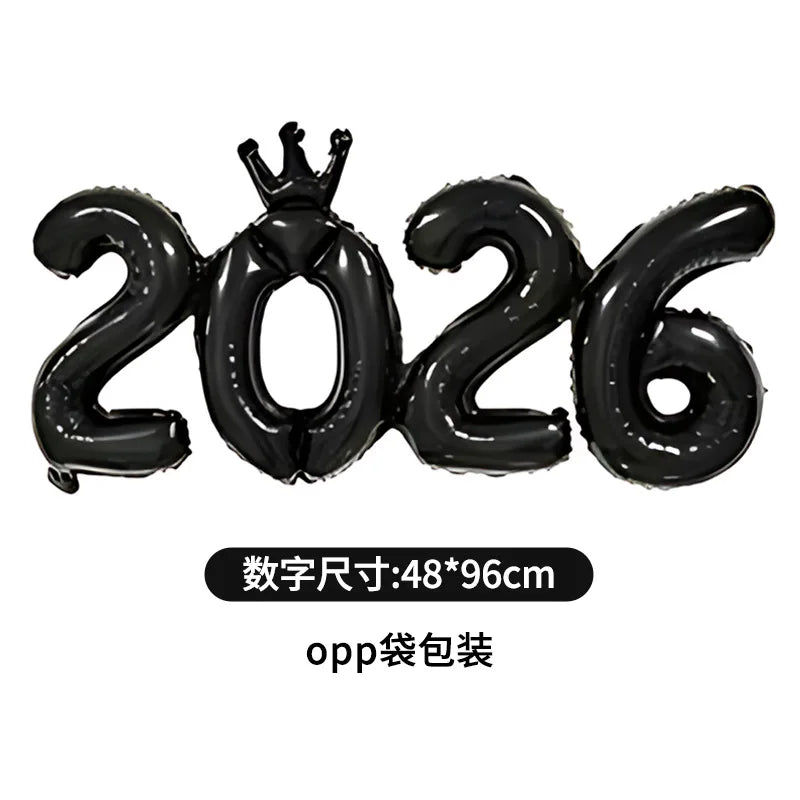 2026 Gold Crown Foil Number Balloons – New Year, Christmas Eve & Graduation Party Decorations