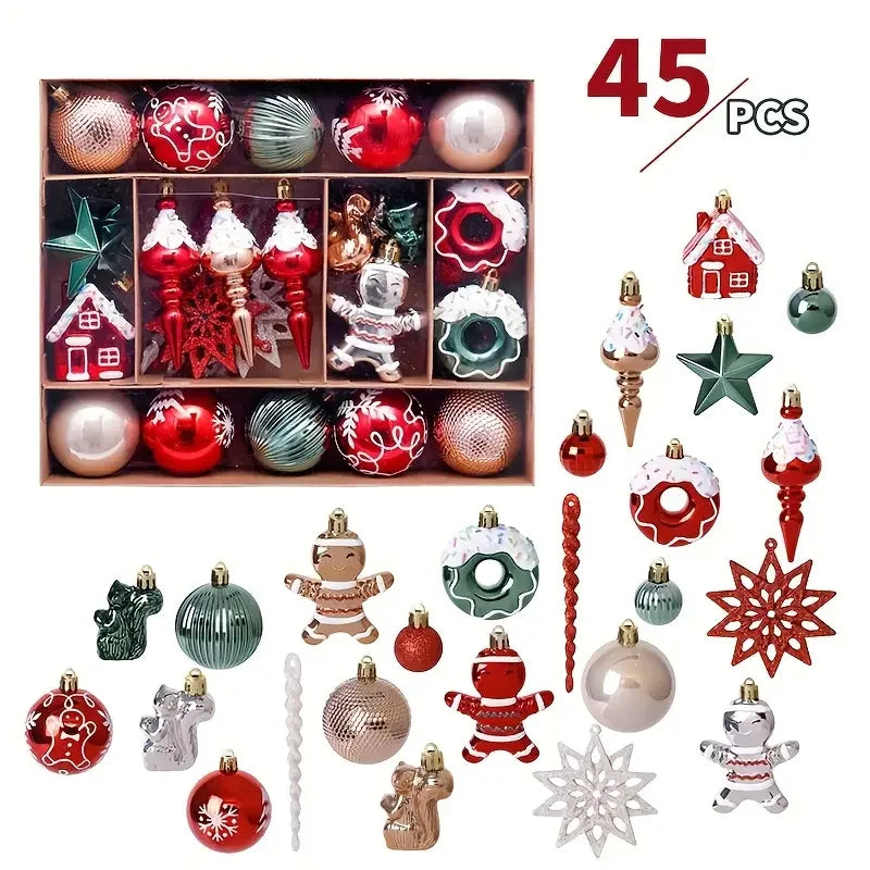45pcs Christmas Ball Ornament Set