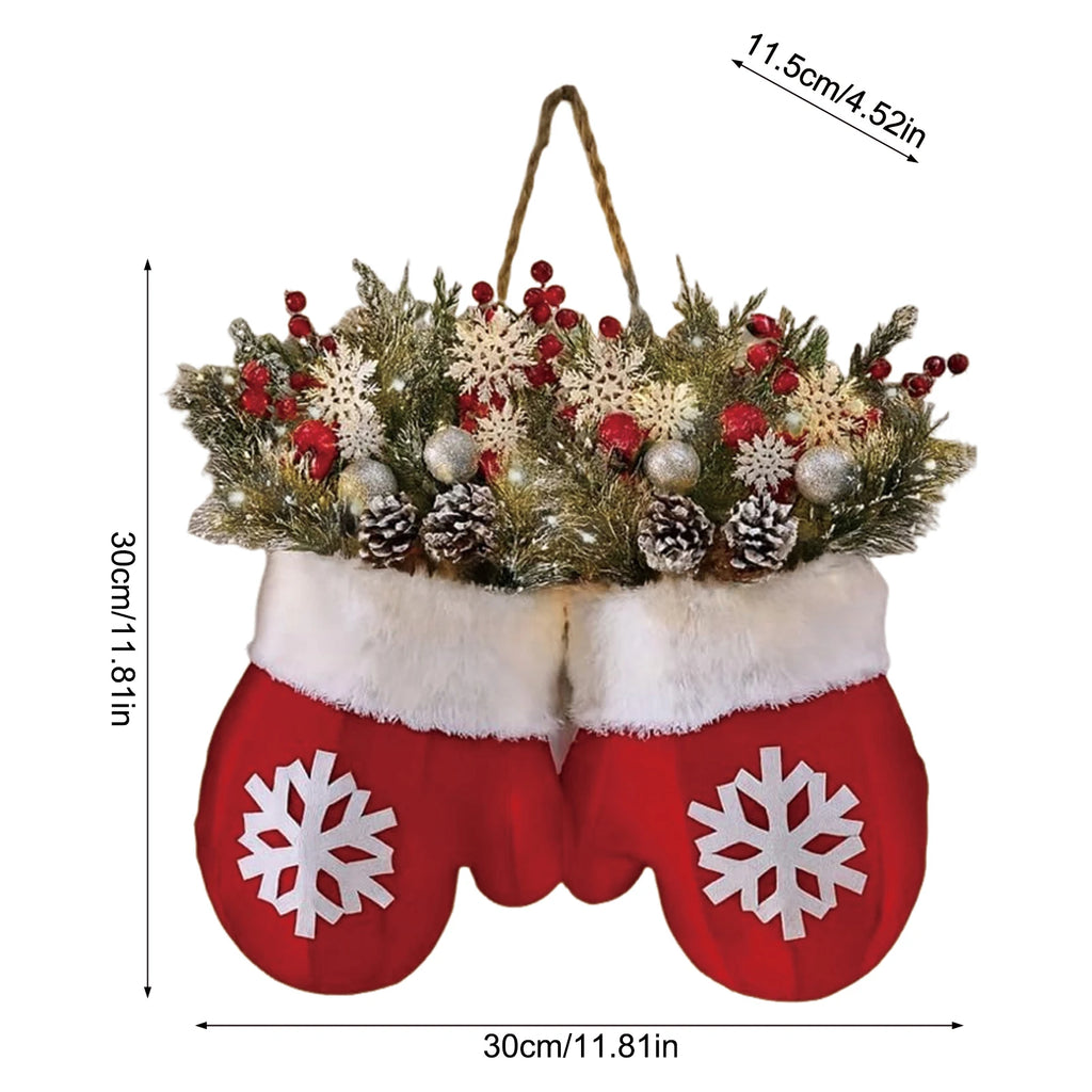 Christmas Mitten Door Wreath – with or without LED Lights